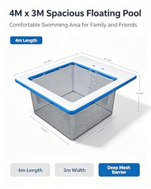 4M x 3M Portable Inflatable Yacht Pool, Inflatable Floating Ocean Sea Swimming Pool with Mesh Safety Barrier for Yacht Deck, Dock and Water Recreation