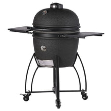 Saffire Carbon Kamado – XL Ceramic Grill and Smoker, 23" Charcoal Grill with Crucible Firebox, Smokin’ Chip Feeder, Two-Piece Heat Deflector, Multi-Grids, Ash Tool – Matte Black