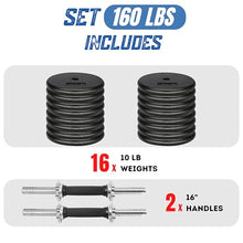 Yes4All Adjustable Dumbbell Set 160lbs Black + 16 In Dumbbell Handle