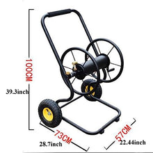 Garden Hose Holder Industrial Hose Reel Trolley, Heavy Duty Metal Frame with Solid Wheels, Labor Saving Hose Guide System, Holds 490 Feet 1/2 Inch Hose Capacity for Outdoor Use