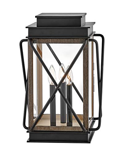 Hinkley Montecito Medium Outdoor Pier Mount Lantern, Black & Driftwood Gray
