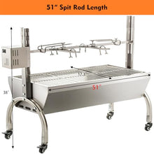 DEWOSEN 50W Rotisserie Grill Roaster 51 Inch BBQ Outdoor Small Pig Lamb Rotisserie Roaster 132LBS/60KG Stainless Steel Charcoal Spit Rotisserie Roaster Grill Great for Camping Outdoor Barbecue