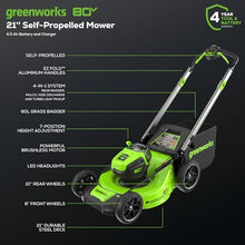Greenworks 80V 21in Self-Propelled Lawn Mower, 4.0 Ah Battery and Charger