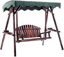 KYTGFH Patio Swing Porch Hang Club Bench Chair,Porch Swing with Stand Outside Furniture Outdoor Solid Wood Swing Rocking Chair,Tarpaulin Roof Adjustable Lever Coffee Table