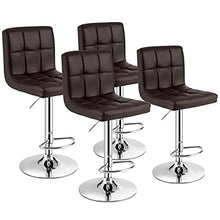 GLigeT Bar Chairs Set of 4 Adjustable Bar Stools PU Leather Swivel Kitchen Counter Pub Chair Modern Barstools Bar Stools (Color : Brown)
