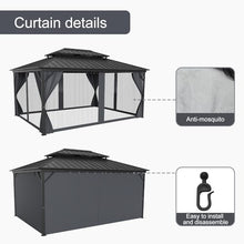 GAOMON Hardtop Gazebo Outdoor Metal Pavilion Gray 12x16