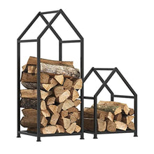 EliteBloom Firewood Storage Rack Iron Floor Wooden Firewood Shelf Firewood Storage Rack Black (Black 45 * 35 * 90Cm)