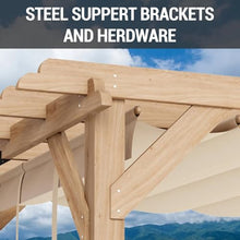 SunnyFurn 10x12 Ft Cedar Wood Pergola with Retractable Shade Canopy Natural