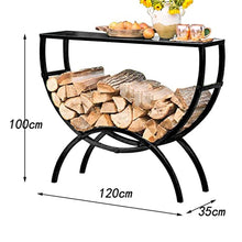 TBLOTYD Firewood Storage Rack Iron Floor Standing Firewood Rack Table Outdoor Wood Storage Shelf Multifunctional,Black-100 * 82 * 35cm