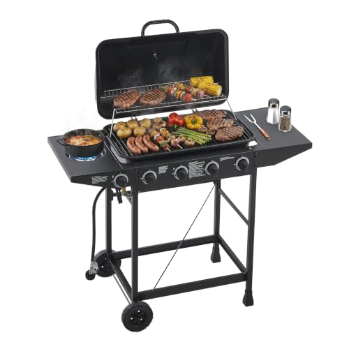 Charcoal Barrel Grill with Wheels, 30 Inch Outdoor BBQ Smoker with Adjustable Air Vents, Side Shelf, and Storage Rack