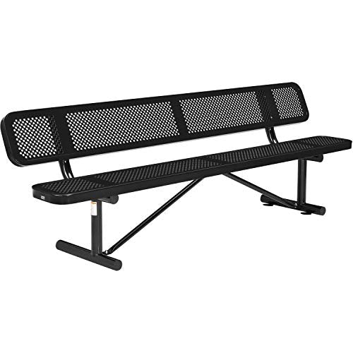Global Industrial 8'L Heavy Duty Outdoor Steel Picnic Bench with Backrest