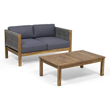 GDFStudio Noble House Laurel 2 Piece Outdoor Loveseat Set in Gray