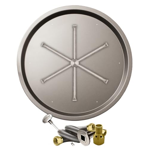 Firegear Match Light Gas Fire Pit Burner Kit (FPB-29RBS22MT-N), Round Bowl Pan, Natural Gas, 29-inch