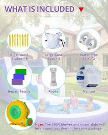 WELANDFUN 24.6ft PVC Commercial Inflatable Water Slide for Big Kids Adults