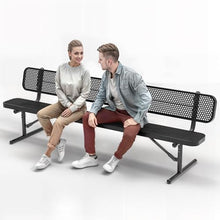 OUTTANS Heavy-Duty Outdoor Metal Bench (8 Ft - Portable with Back, Black)