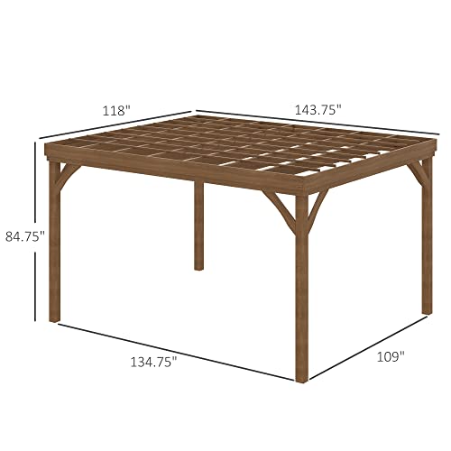Outsunny 10' x 12' Outdoor Pergola Wood Gazebo Brown