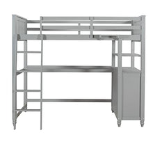 Harper & Bright Designs Twin Loft Bed with Desk and Storage Gray