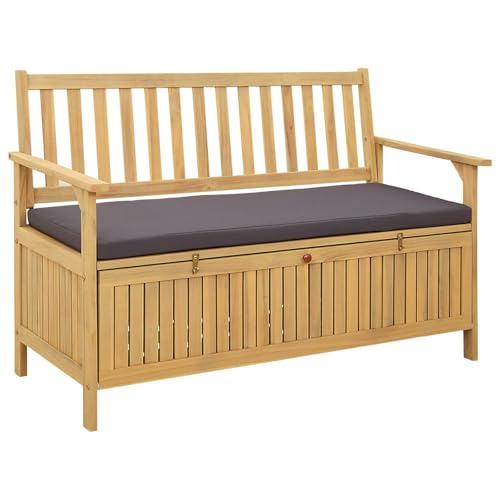 LPERTGFHU 2-Seater Garden Storage Bench, Acacia Wood Outdoor Patio Seat with Under-Seat Hidden Compartment, 47.24 x 24.80 x 33.07 in Rectangular Furniture
