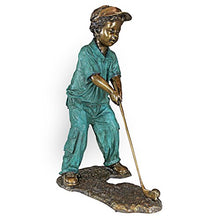 Design Toscano Gabe The Boy Golfer Cast Garden Statue Two Tone Bronze & Verdigris