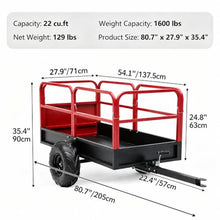 YITAMOTOR 1600 lbs ATV Dump Trailer, Tow Behind Dump Cart 22 Cubic Feet