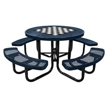 COATEDOUTDOORFURNITURE 46In Round Game Picnic Table, Expanded, Dark Blue