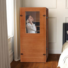 RESTISLAND 1 Person Infrared Sauna, Home Sauna Hemlock Wooden Indoor Dry Saunas Room, Low EMF 950W/110V Heaters Panels, Bluetooth Speakers, Reading Lamp