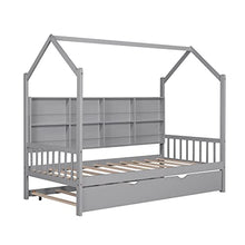 Acosure Metal House Bed Frame with Roof and Slats Support, Montessori Design, Full Size, Grey