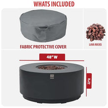 AMS Round Concrete GFRC Propane Gas Fire Pit Table (Dark Gray)