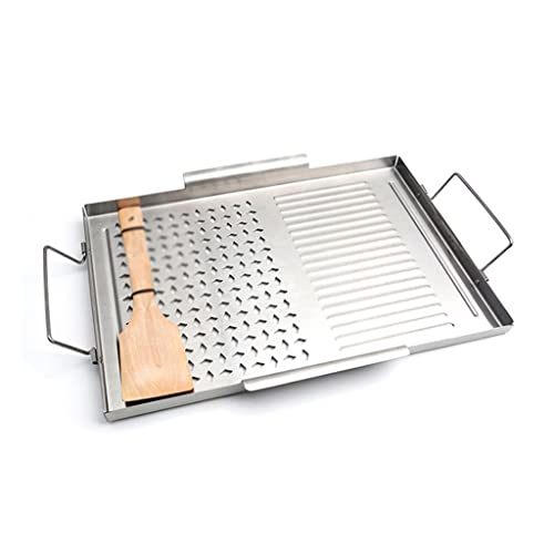 ELUKHT Stainless Steel Grill Non-Stick Baking Tray Barbecue Plate Outdoor Picnic Cooking Tool Barbecue Equipment