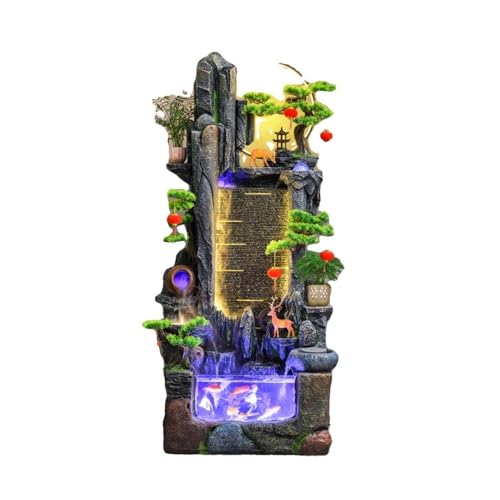 Outdoor Water Fountain Water Fountain with Rockery, Circulating Landscape Fish Tank, Living Room Balcony Office Decorations(Large)