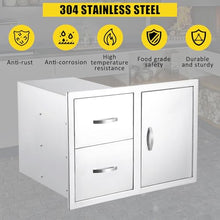 IDEALHOUSE Outdoor Kitchen Drawer 33''W x 22''H x 22''D, BBQ Access Door Drawers Combo with Paper Towel Rack, Stainless Steel Outdoor Kitchen Cabinets for BBQ Island Grill Station Storage Cabinet
