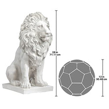 Design Toscano Lion of Florence Sentinel Indoor/Outdoor Animal Statue, 28 Inch Tall, Cast Stone Resin, Antique Stone Finish