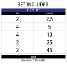 XMark Texas Star Olympic Barbell 205 lb Set with Crowbar 7'