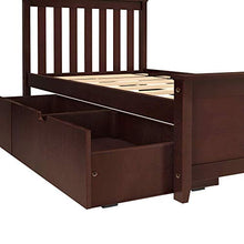 Max & Lily Twin Bed Frame with Headboard & Storage Drawers Slatted Espresso