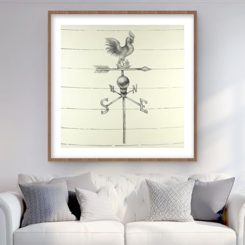 Begin Home Decor C1FM3636CBS8N2 36 x 36 in. Vintage Weathervane Beige Western Framed Print - Home Decor