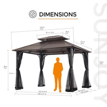 Sunjoy Hardtop Gazebo 10x12 ft Outdoor Heavy Duty Steel Frame Brown