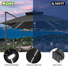 OROTLECT 153'' X 116'' Rectangular Outdoor Solar Led Cantilever Patio Umbrella Without Weighted Base
