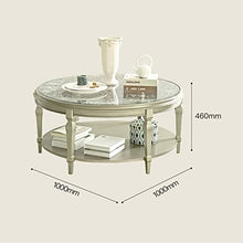 Living Room Table Modern Wood Round Coffee Table with Hollow Carving and Glass Top, 31.4/39.3" Elegant Luxury Round Sofa Table for Living Room Outdoor Side Table (Size : 1.0m)