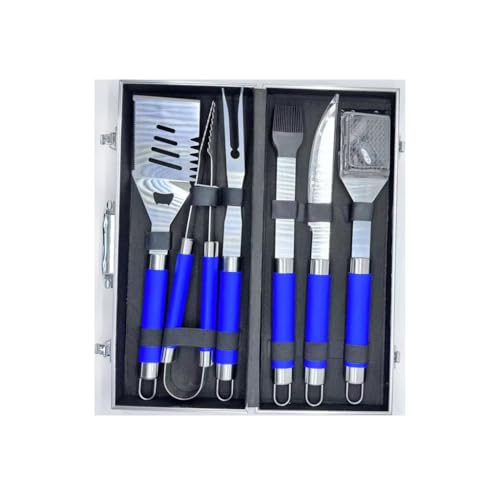 Outdoor Barbecue Tool Set with Six Pieces of Aluminum Box for Grilling Utensils