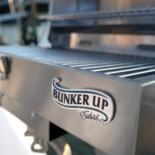 Bunker Up Fishin Stainless Steel Boat Grill with Pontoon Railing Mount - Fits 1 1/4″ Square Rail - Great for Boating and Camping, 12000 BTU, 277 sq.in Grilling Space and 87 sq.in Warming Rack
