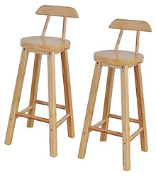 KOMFGT Wooden s Set of 2 with Footrest High Back Bar Chair Relaxed Home Business Counter,A,Sitting Height 60cm
