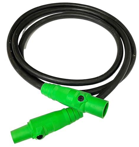 2/0 AWG Black Type W Generator Power Cable Rated for 300 Amps, Male/Female Series 16 Camlocks, Power Cord (Green, 100 FT)