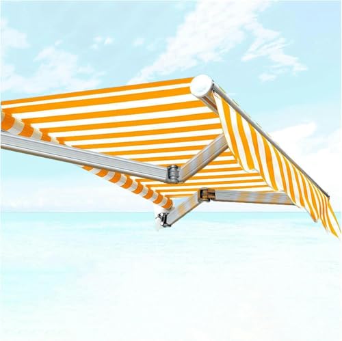 Manual Retractable Awning Door Window Awning Shelter Outdoor Canopy Home Deck Canopy with Manual Crank Handle（Frame Included ）