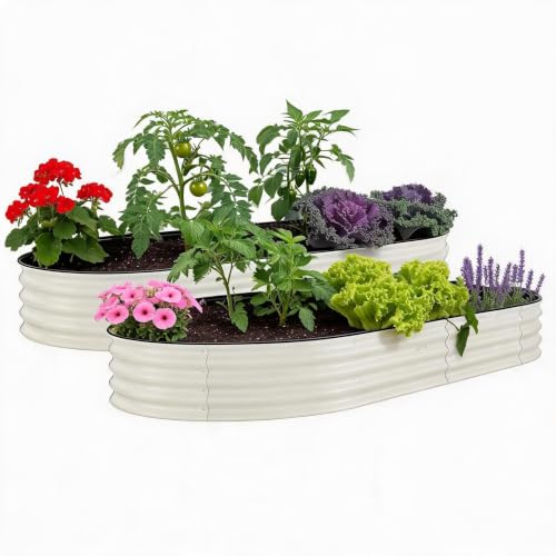 Festisoul 2-Pack 10x4x1.5ft Galvanized Raised Beds – Safety Strips, Rust-Resistant