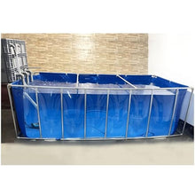 Zfmnoyev PVC Canvas Fish Pond with Steel Frame, Large Aquaculture Pool with Viewing Panel, Rectangular Above Ground Pools/Foldable Water Storage Tank(1x1x0.4 m)
