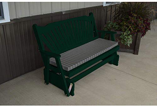 A & L Furniture Co. Yellow Pine 6' Fanback Glider Al Dark Green
