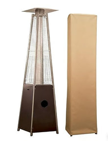 PrimeGlo Pyramid Patio Heater, 49000BTU, Hammered Bronze, Variable Control, Wheels Included, Anti-Tilt Protection, Flame-out Protection, Regulator and Hose included, Free Cover