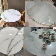 YAQXYH Round Tempered Glass Table Top, 24inch 28inch 32inch 36inch 40inch Tempered Glass Table Tops With Marbling Heavy Duty Countertop For Dining Table(White stripes,100cm/40inch)