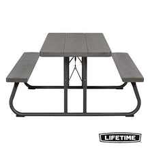Lifetime 60112 6-Foot Picnic Table, Seats 8, Brown Plastic Top, All-Weather Steel Frame, Umbrella Hole