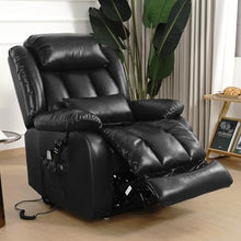 UOPYNE Power Lift Recliner Chair with Massage and Heating, Large Electric Leather Sofa for Seniors with Double Lumbar Support, Living Room Seating with USB and Remote Control